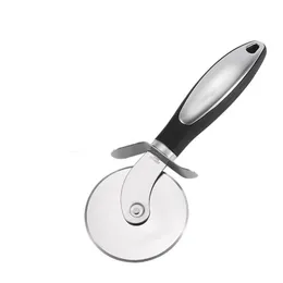 Maniglia per taglierina per pizza in acciaio inossidabile Bakeware Tagliapizza Coltello a ruota Pala a dente di sega Strumento per raschietto da cucina