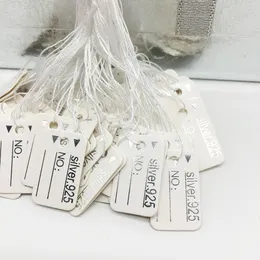 2500pcs 24*15mm 925 Silver Gold Stars DIY Handwritten Price Tag Rectangular Label Jewelry Ring Necklace With String With Cotton Rope