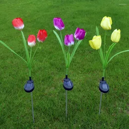 Lampada da giardino impermeabile per esterni a forma di tulipano da giardino con simulazione solare 3LED