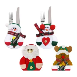 Decorazioni natalizie Babbo Natale Knifes Forks Bag Sierware Tastes Tasche Caspate Snowman Elk Xmas Decoration Delivery Delivery HO DH1O9