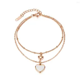 Link Bracelets FATE LOVE Women Heart Charm Bracelet Cute Stainless Steel Girl Bangles Fashion Jewelry Silver Rose Gold Color