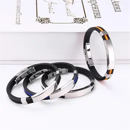 Bangle Fashion Men Women Titanium Steel Silicone Bracelet Wristband Jewelry Charm Gift