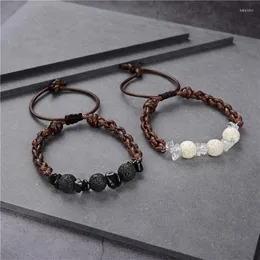 Charm Armband Natural Stone Stretch Armband Lava Matte pärlor Handgjorda män Kvinnor Bön Fitness Crystal Smycken gåvor B444