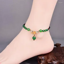 Cavigliere semplicità Temperamental Green Onyx a mano fatta Fald Rope Style Etnic Etnic Delicate Crystal Comovy Female Gioielli femminili