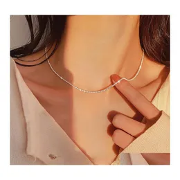 Pendant Necklaces Sier Colour Sparkling Clavicle Chain Choker Necklace Collar For Women Fine Jewelry Wedding Party Birthday Gift Dro Otsag