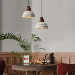 Lampy wiszące chińskie ceramiki lighs kreatywny dekoracje restauracyjne sufit wiszący proste mosiężne lite drewniane oprawy oświetlenia drewna