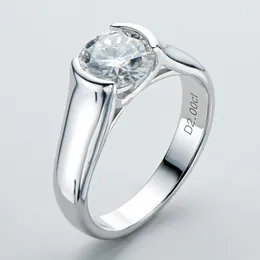 Solitaire Ring Iogou 2Ct Elmas Solitiare Nişan Yüzükleri Kadınlar İçin 100 925 STERLING Gümüş Gelin Bandı Çerçevesi 230109