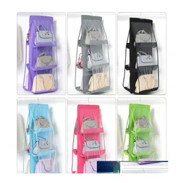 Storage Bags 3 Layers Folding Shelf Bag 6 Pocket Foldable Hanging Purse Handbag Organizer Door Sundry Hanger Closet Hanger1 Factory Otu0A