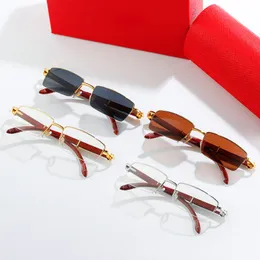 Retro gözlükler erkekler güneş gözlüğü açık tasarımcı güneş gözlükleri kadın gafas de sol okuma şeffaf şık gündelik rimless kare lüks güneş gözlüğü Sonnenbrille