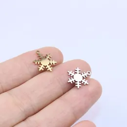 Charms 10pcs 10mm Wholesell Stainless Steel High Quality Polish Snowflake Pendant DIY Necklace Bracelets Unfading ColorlessCharms