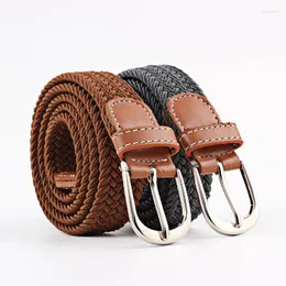 Bälten mode män elastiska stretch midjebälte flätade vävda pu läder cinturones hombre ceinture homme se03