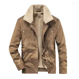 남자 재킷 남자 겨울 스웨이드 가죽과 코트 따뜻한 두꺼운 캐주얼 아웃복 상단 의류 크기 m-4xl 양털 줄기 열