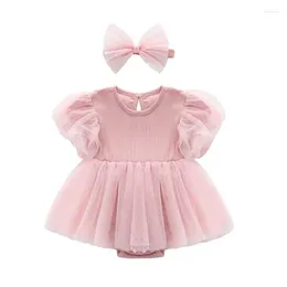 Girl Dresses Cotton Summer Infant Toddler Girls' Born Baby Clothes 0-1 Year Birthday With Hairbands Robe Fille Enfant