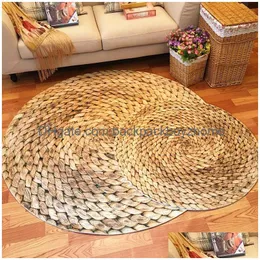 Carpets Large Round Carpet 60/80/100/120Cm Mat Japanese Modern Minimalist Living Room Bedroom Coffee Table Swivel Chair Rug T200111 Dhts0