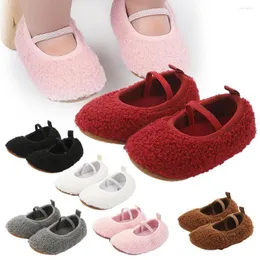 Första vandrar våren Autumn Solid Color Non-Slip Sole Elastic Band Baby Unisex Toddler Warm Walking Training Shoes