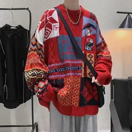 Męski swetry Rok Sweter z dzianiny 2023 Japoński styl Vintage Harajuku Pullover Knit Zime mężczyźni luzu wysokiej jakości ponadwymiarowych topsmenów