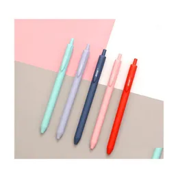 Gel Pens 5Pcs/Set Morandi Pen 0.4Mm Needle Press Simple And Quickdrying For Students Journal Kawaii School Supplies Drop Delivery Of Dht8D