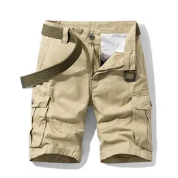 Męskie spodenki Summer Worbgy Multi Pocket Military Cargo Męska bawełna khaki mens taktyczne krótkie spodnie 3038 Bez paska 230110