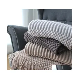 ブランケットサマースプリングニットエアコン昼寝スロースローノルディックスタイルソリッドソファソーファードロップ配信用のノルディックスタイルの灰色の毛布