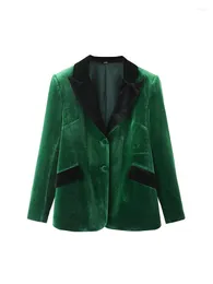 Kvinnors kostymer 2023 Fall Women's Fashion Lapel Chic Velvet personliga sneda fickor Temperament Versatile Suit Jacket