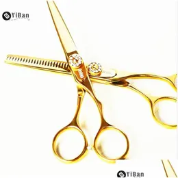 H￥rsax Professional 6 5,5 tum Tyskland 440C Golden Cut Set Cutting Barber Makeup Thinning Shears Fris￶rs Drop Delivery P Dhaj4