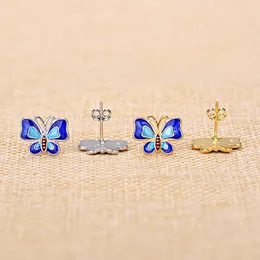 Ohrstecker Ethnischer Stil S925 Silber Schmetterling Cloisonné Blaue Emaille Mode Temperament Party Edlen Schmuck