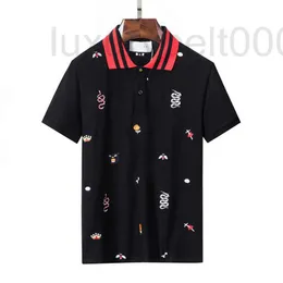 Erkekler Tişörtler Tasarımcı Stripe Polo Polo Gömlek Tişörtler Yılan S Arı Çiçek Nakamı Erkekler Yüksek Sokak Moda At T-Shirt Ggity Boyut M-XXXL 44QA