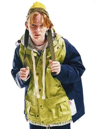 Мужские куртки Eafinetal. 22AW Contrast нерегулярный панель трехмерный дизайн сумки на открытом воздухе с ветропроницаемой штормовой курткой с капюшоном с капюшоном
