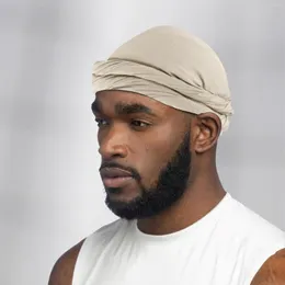 Berets SHUJIN National Men's Turban Hat Elastic Yiwu Fashion Beanie Halo One Piece Silky Lined Durag Head Wrap