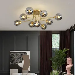 天井照明リビングルームベッドルームのキッチンゴールドガラスボールランプハンギングランプホーム装飾照明器具cdのためのノルディックLEDシャンデリア