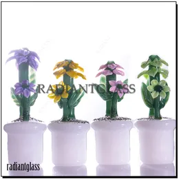 유리 흡연 파이프 꽃 냄비 디자인 핸드 담배 숟가락 꽃 모양 파이프