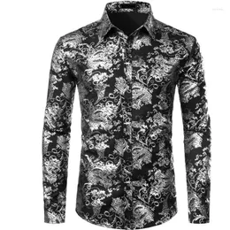 Camisas casuais masculinas Paisley Paisley Luxurno Camisa Floral Men Jantar de Casamento Denador Africano Mens Chemise Homme