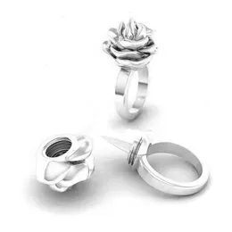 Retro Rose Shaped Self defense Ring Party Favor Lover Self-Defense Finger Rings Tool Personal Protection Stainless Steel Rings
