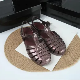 Women's Woven Sandals Mesh Flat Hollowed Retro Closed Toe Gel Shoes Summer Classic Fashion Luxury Ladies Beach