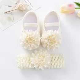 First Walkers Baywell Elegant Flower Princess Shoes For Infant Girls - Features A Buckle Closure And Comes With Matching Hair Band
