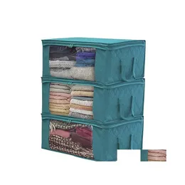 Storage Boxes Bins Quilt Bag Foldable Dust Moisture Proof Clothes Bags 2 Color Home Organizers Basket High Quality Zipper Storageb Dhuua