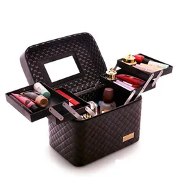 Makeup Train Cases Professional Women Large Capacity Organizer Case Fashion Toiletry Cosmetic Bag Mtilayer Storage Box Portable Suit Dhtew