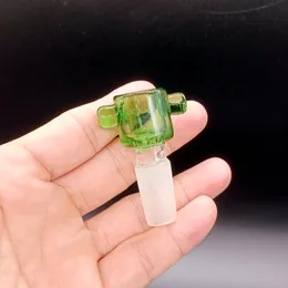 Glissière de bol d'écran en verre vert avec tube givré mâle 14mm accessoires de fumer pour bangs de conduite d'eau