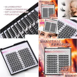 Cílios postiços muselash 120 cluster tufos segmentados individuais fosco preto volume bk diy extensões de cílios gota entrega saúde b