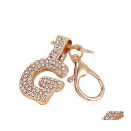 Key Rings Az Letter Chain Creative Rhinestone Crystal 26 English Initial Resin Handbag Keyring Accessories For Women C3 Drop Deliver Ot7Pq