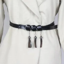 Bälten Tassel Pendant For Women Belt Fashion Luxury Design Coat Decorative Thin Waist Girdle Gothic Punk Retro Boho Leather Waistband