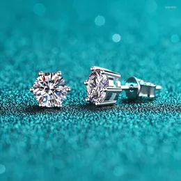 Stud Earrings 925 Sterling Silver Plating Pt950 Moissanite/Zircon Optional Manufacture Fine Jewelry 0.4 To 4 Carat