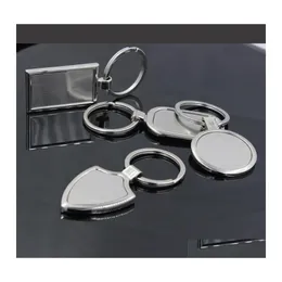 Keychains Lanyards Rostfritt stål Key Ring Metal Blank Tag Keychain Creative Advertising Custom Logo Keyrings For Promotion Gifts Otiun