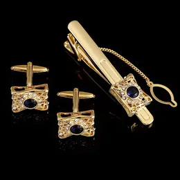 Manschettenknöpfe Manschettenknöpfe Krawattenklammer Set für Männer Luxus Gold Siery Frankreich Advanced Hemd Business Hochzeit Modeschmuck Drop Lieferung Clas Dh9R1