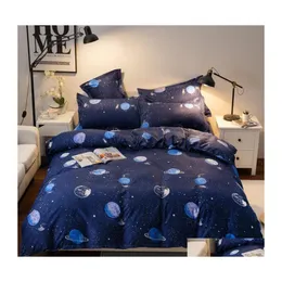 Sängkläder sätter 57Bee Kort familjet Set Bed Linings Däcke ER Sheet Pudowcases 5Size Drop Delivery Home Garden Textiles leveranser DHZKJ