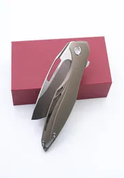 Smke Knives Koenig Arius Flipper Folding Knife Satin D2 Blade Blonze Anodized Titanium Handle Tactical Survival Pocket Knife Outdo2263834