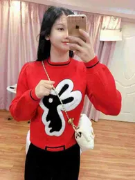 Women's Sweaters designer 2023 Early Spring New Towel Embroidery Chain Knitted Pullover Sweater Female Rabbit 3D Fashion Top 4OQF