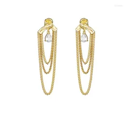 Stud Earrings Timeless Wonder Fancy Zirconia Geo Chained Tassel For Women Designer Jewelry Ins Rare Goth Top 6262
