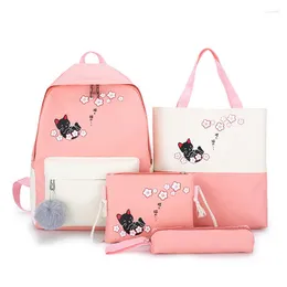 Backpack Sets For Women Canvas Handbag Female College Korean Primary Student Schoolbag Large Capacity Travel Shopping School Bag