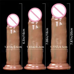 Erwachsene Massagegerät 3 Größe Bewegliche Vorhaut Realistischer Umschnalldildo Großer Schwanz Penis mit Saugnapf Sexspielzeug Anal Buttplug Dildos für Frauen Shop